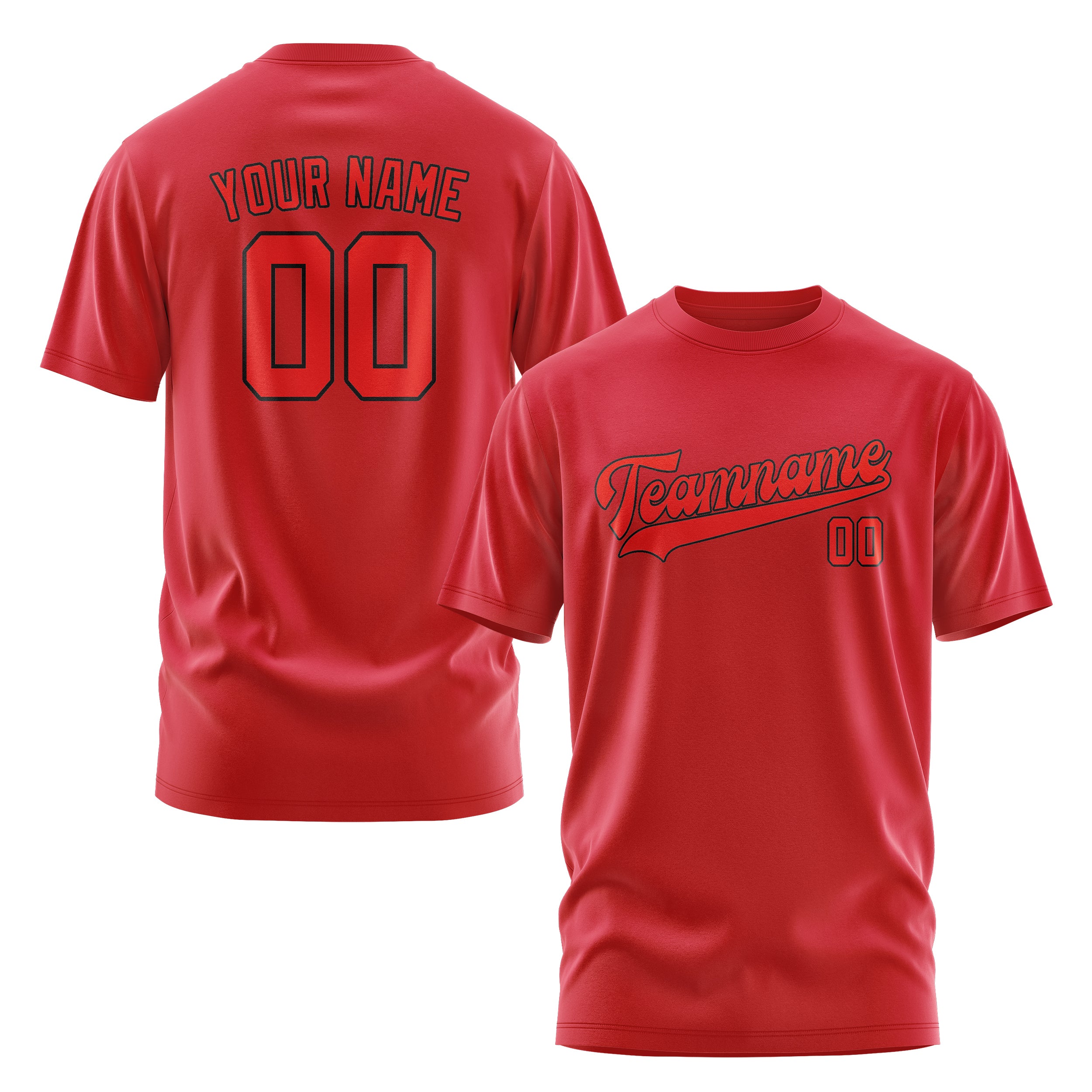 Custom Red Orange Red T-Shirt