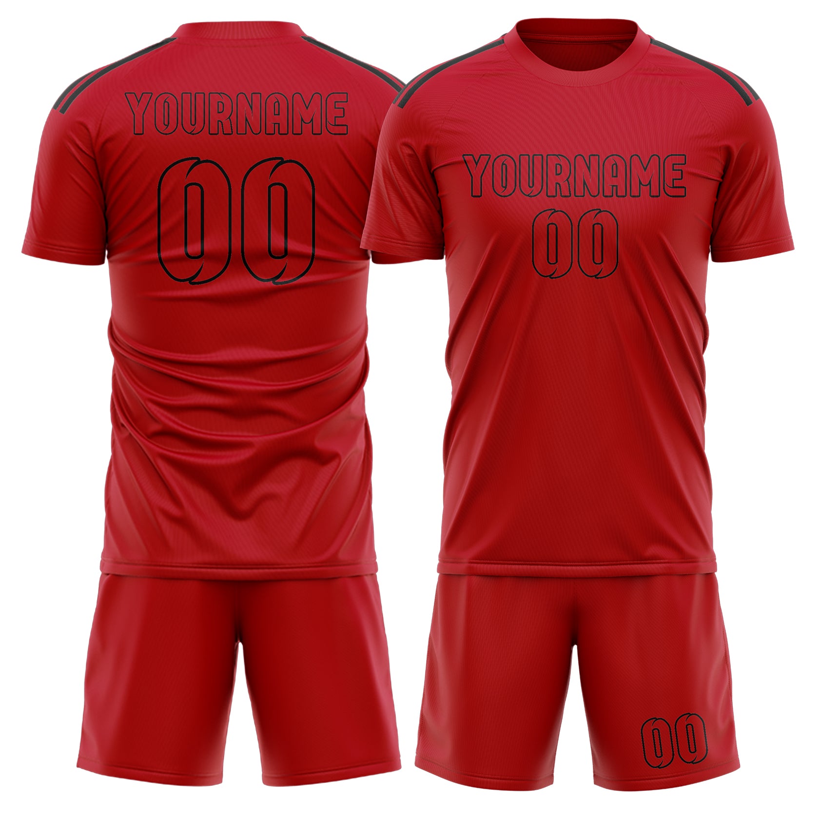 Custom Red Red Soccer Set