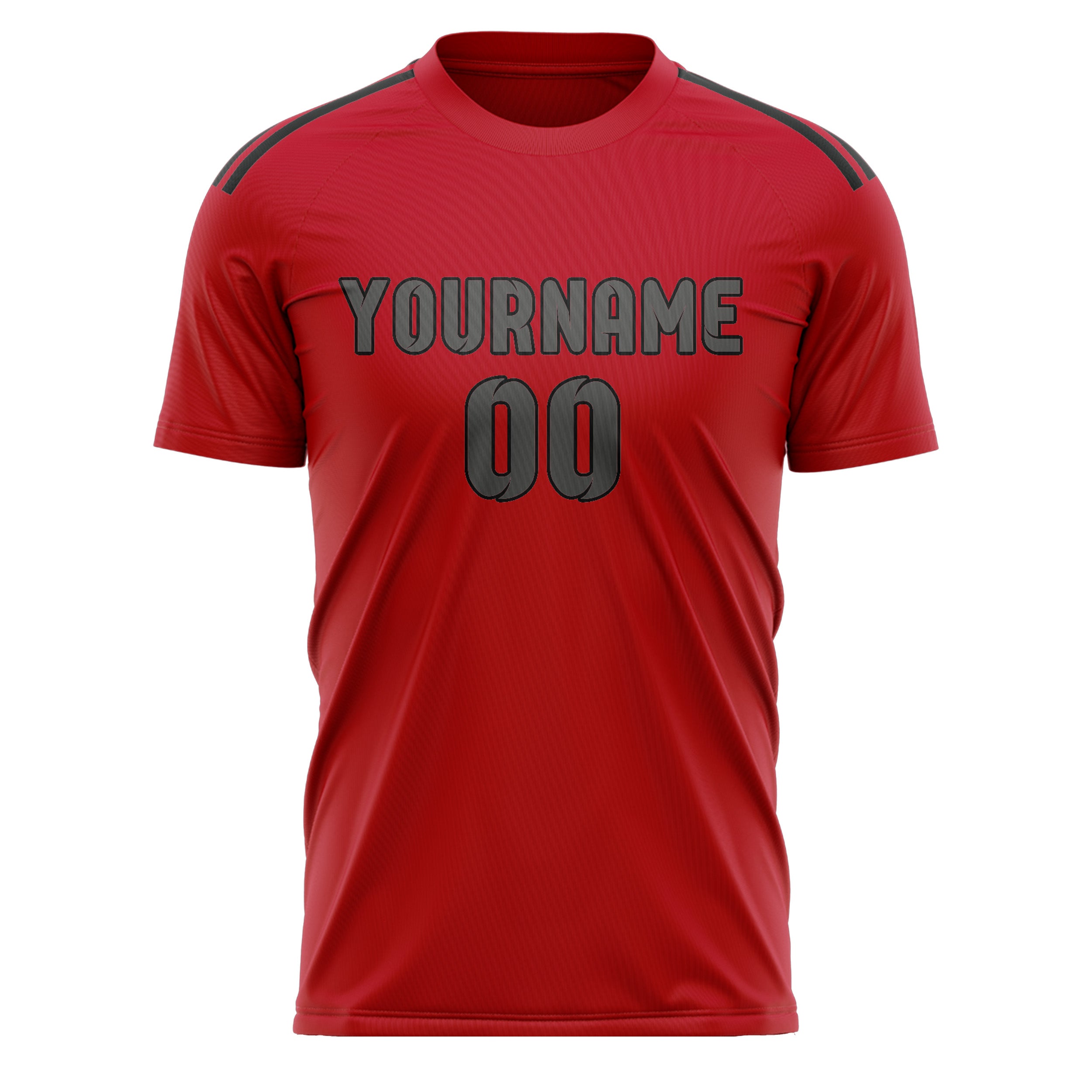 Custom Red Dark Grey Soccer Jersey