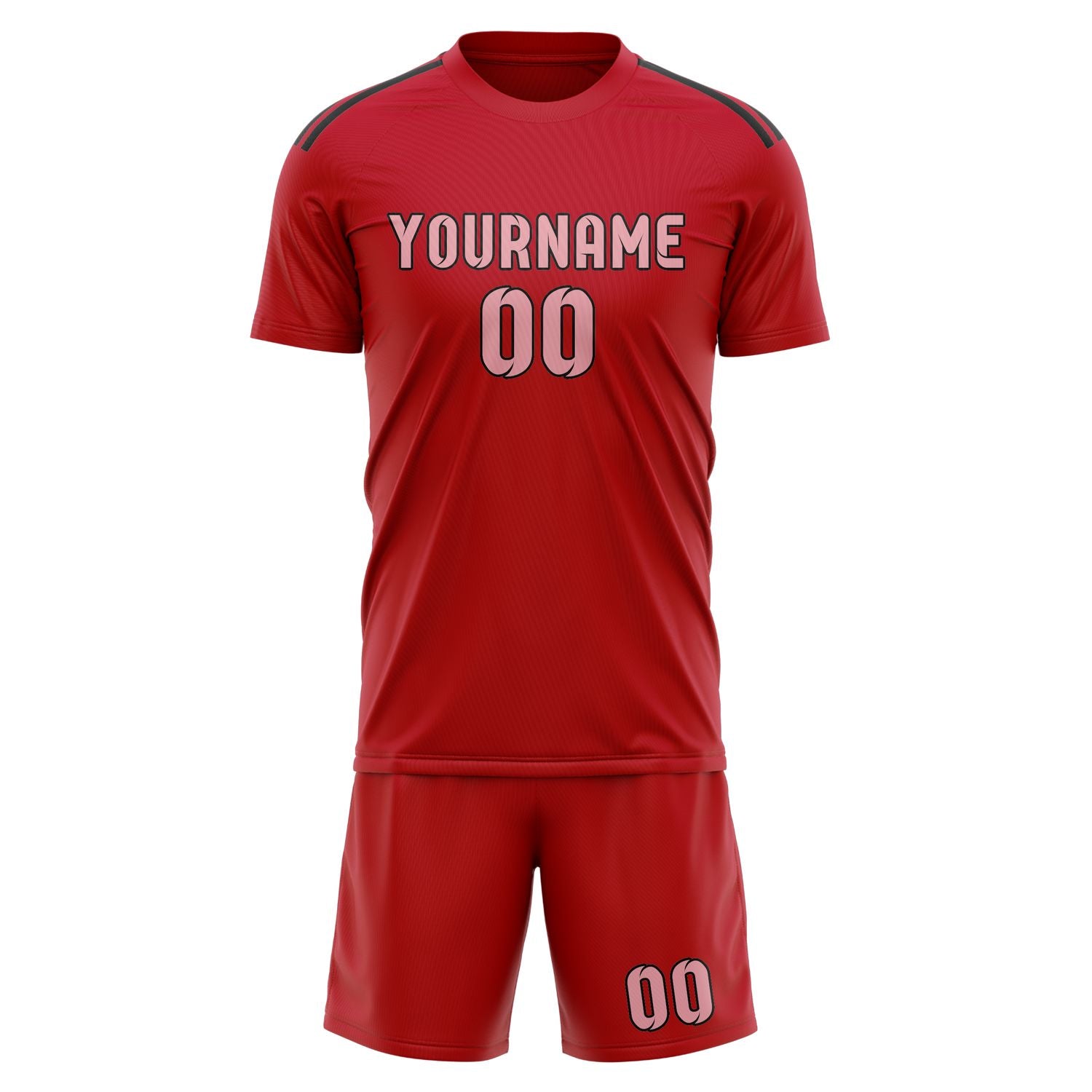 Custom Red Light Pink Soccer Set