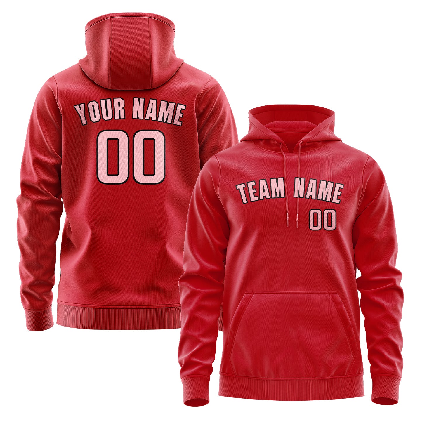 Custom Red Light Pink Hoodie