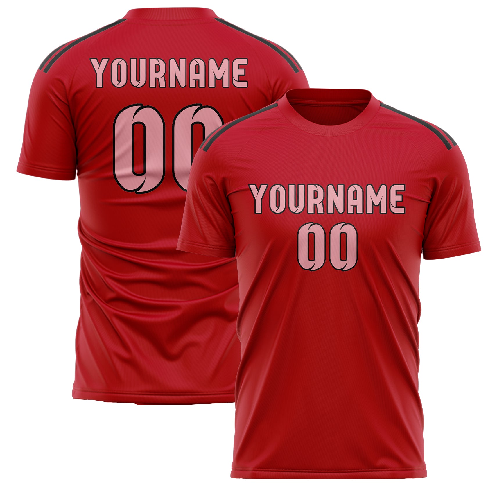 Custom Red Light Pink Soccer Jersey