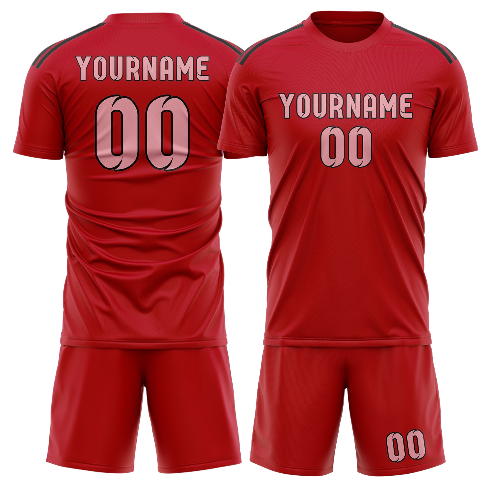 Custom Red Light Pink Soccer Set