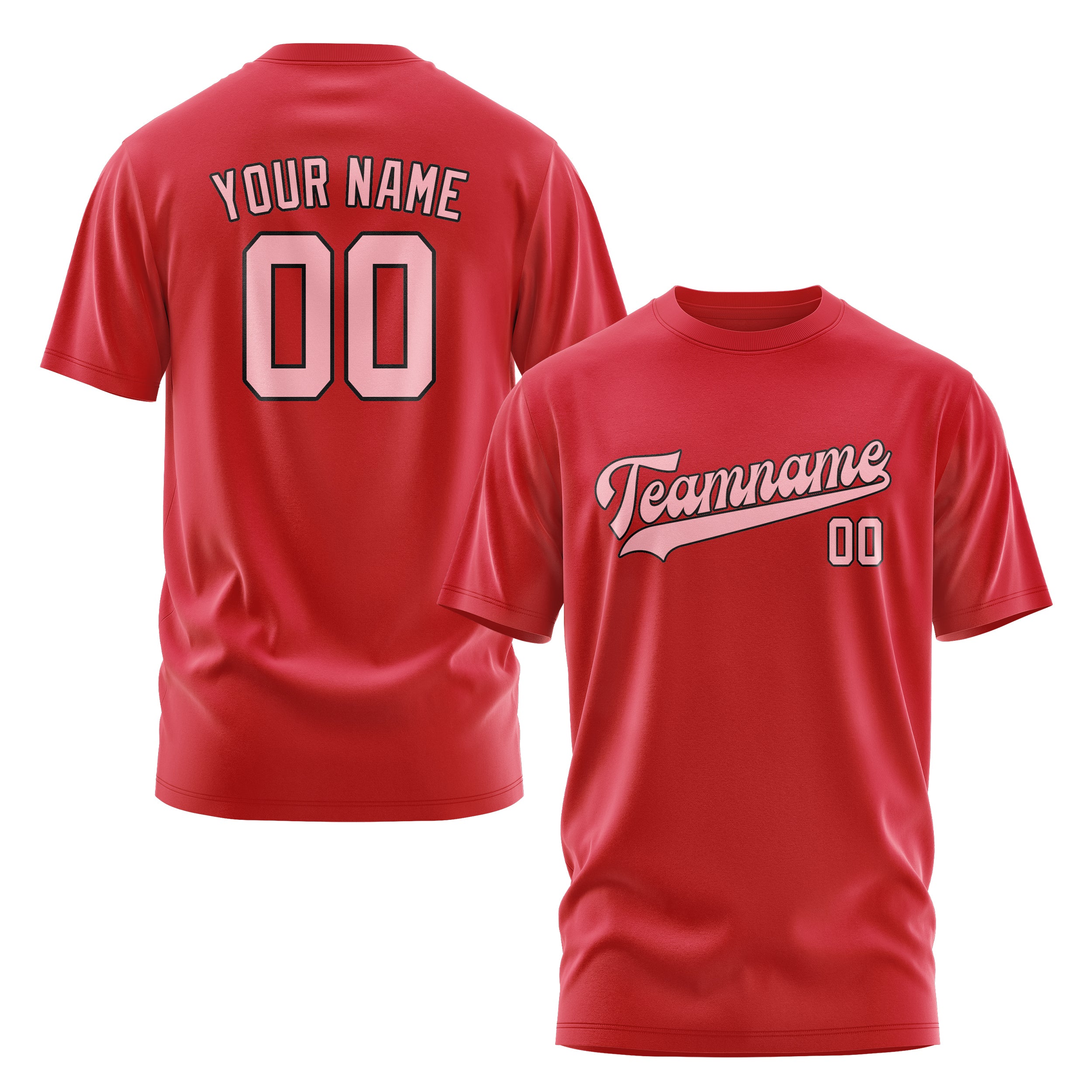 Custom Red Light Pink T-Shirt