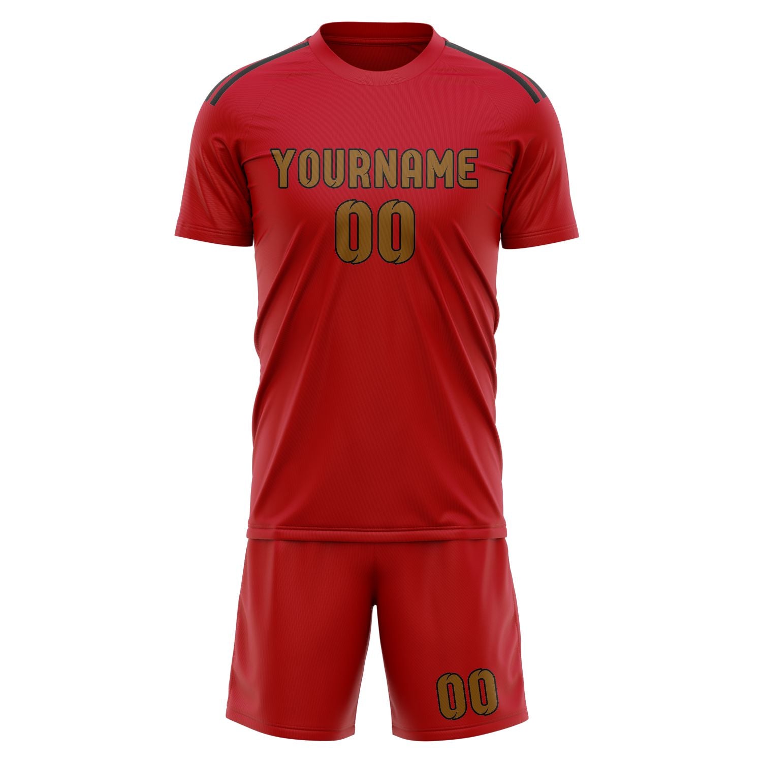 Custom Red Khaki Soccer Set