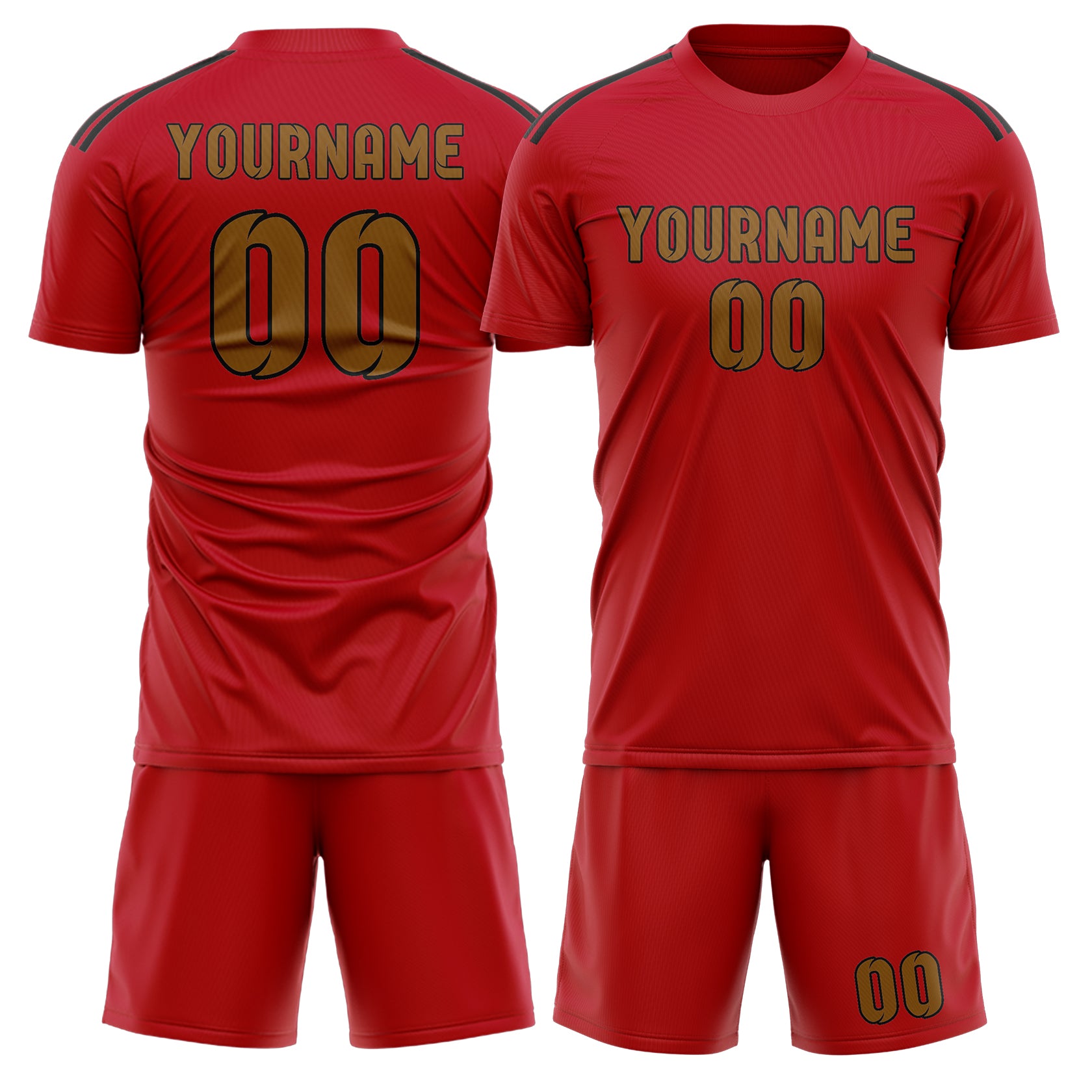 Custom Red Khaki Soccer Set