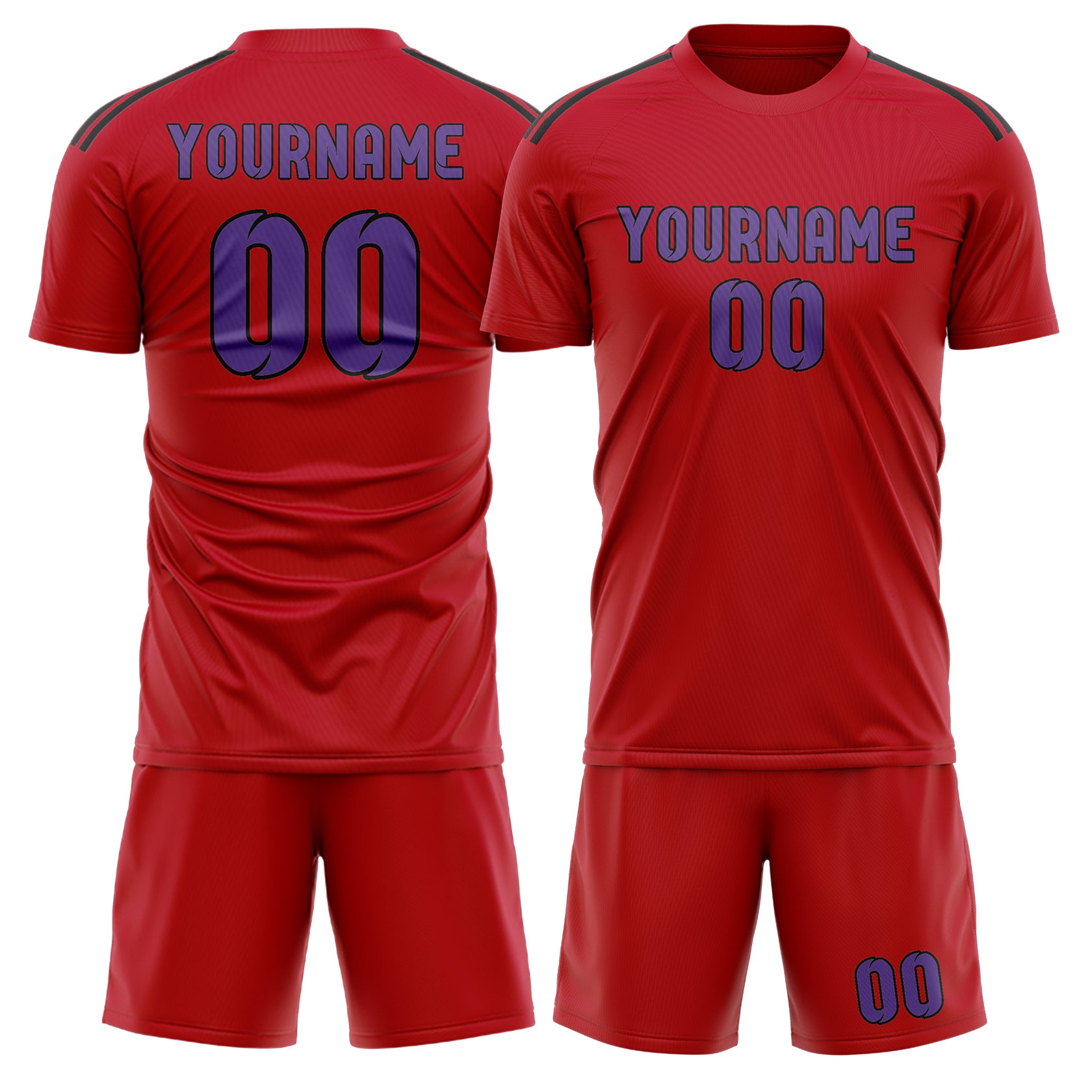 Custom Red Light Purple Soccer Set