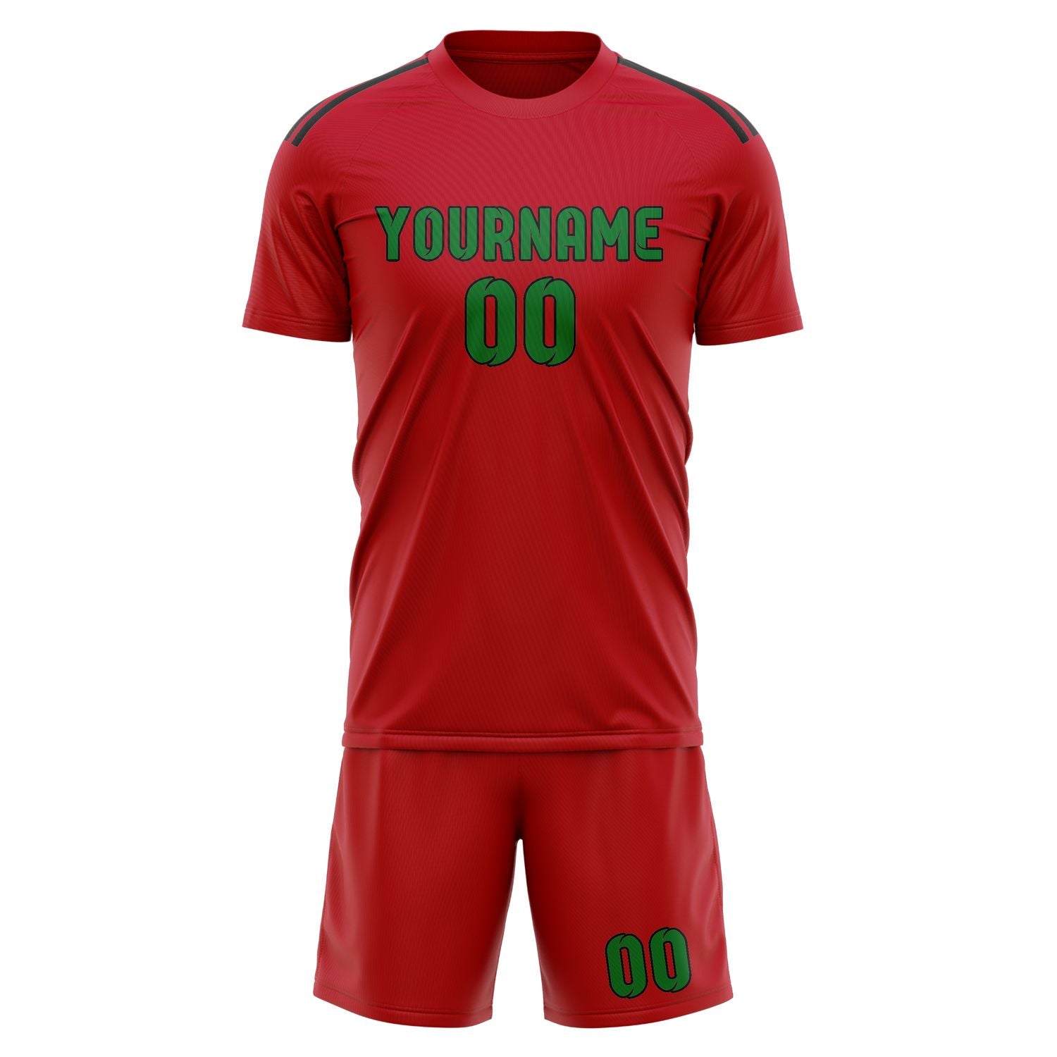 Custom Red Emerald Green Soccer Set