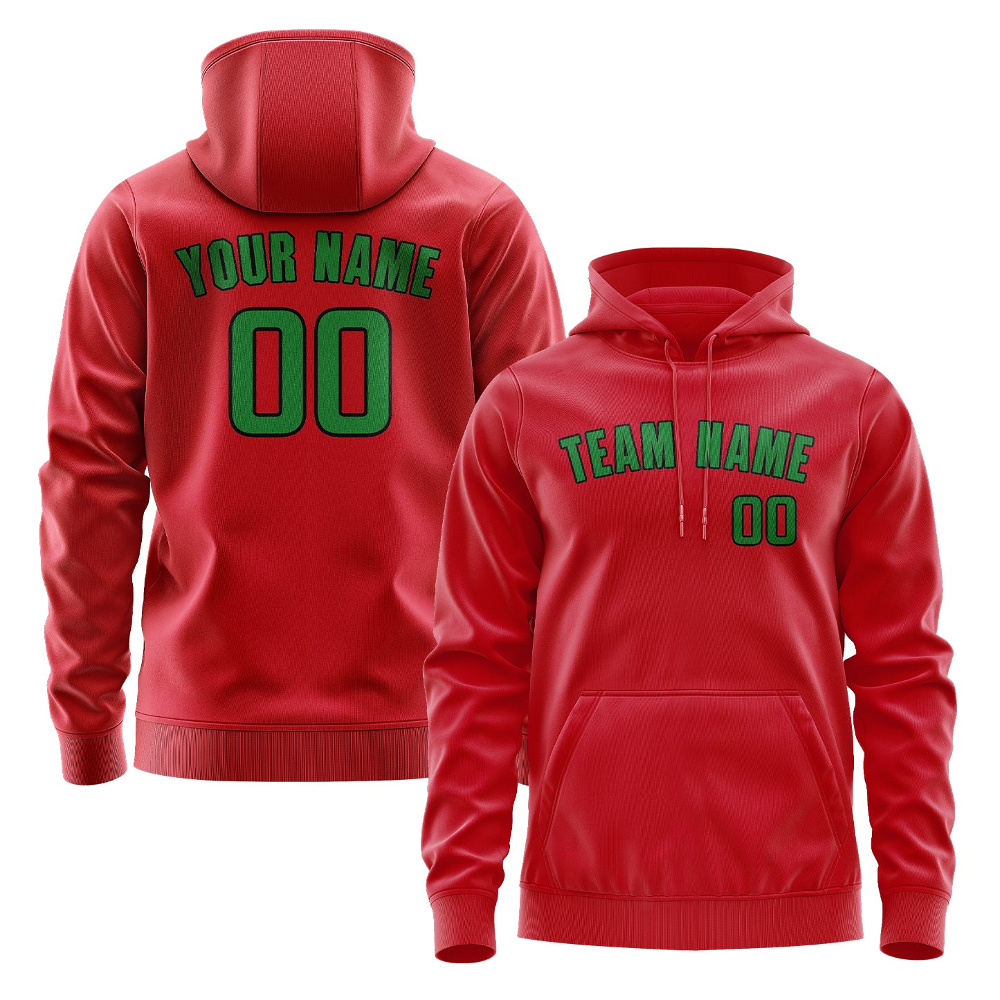 Custom Red Emerald Green Hoodie