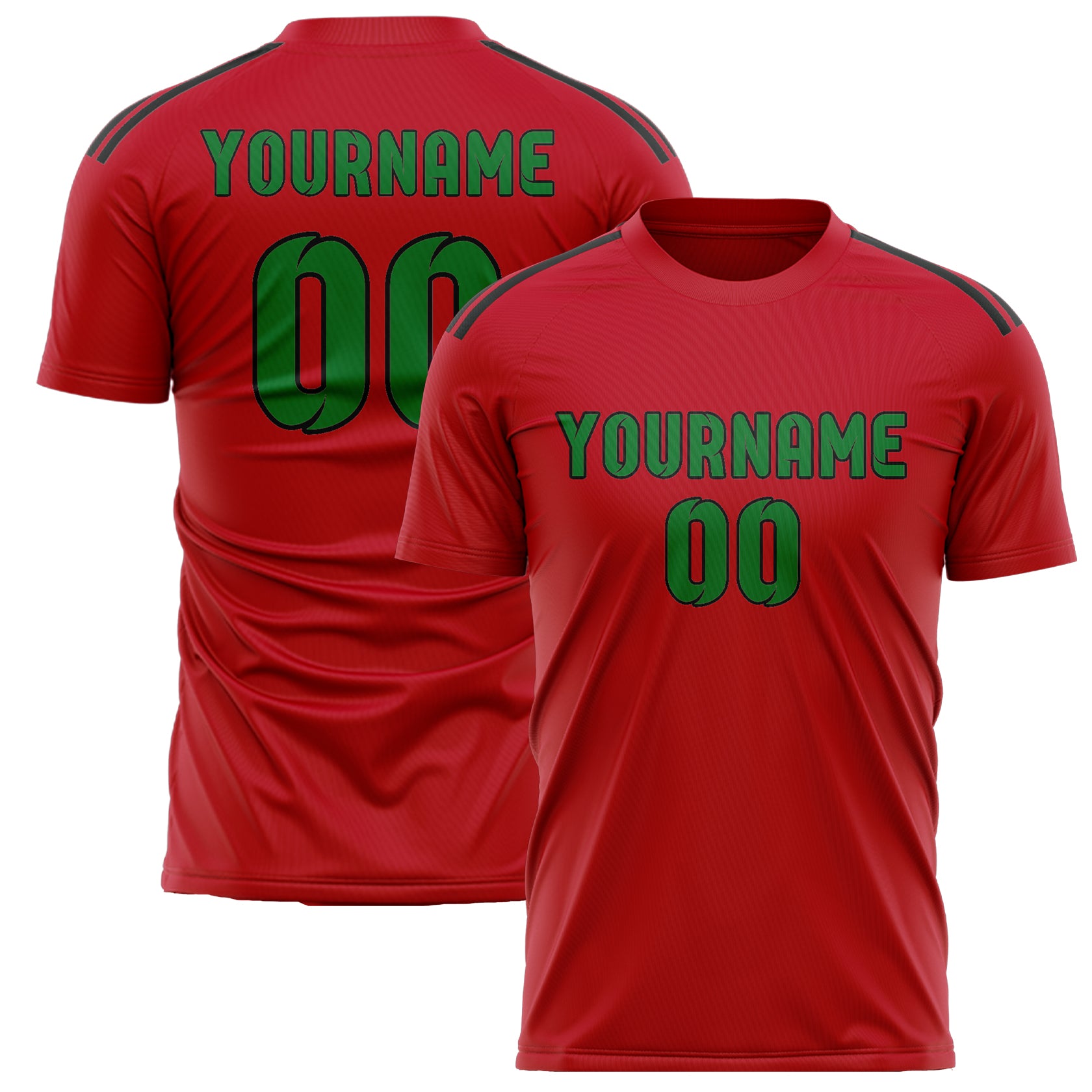 Custom Red Emerald Green Soccer Jersey