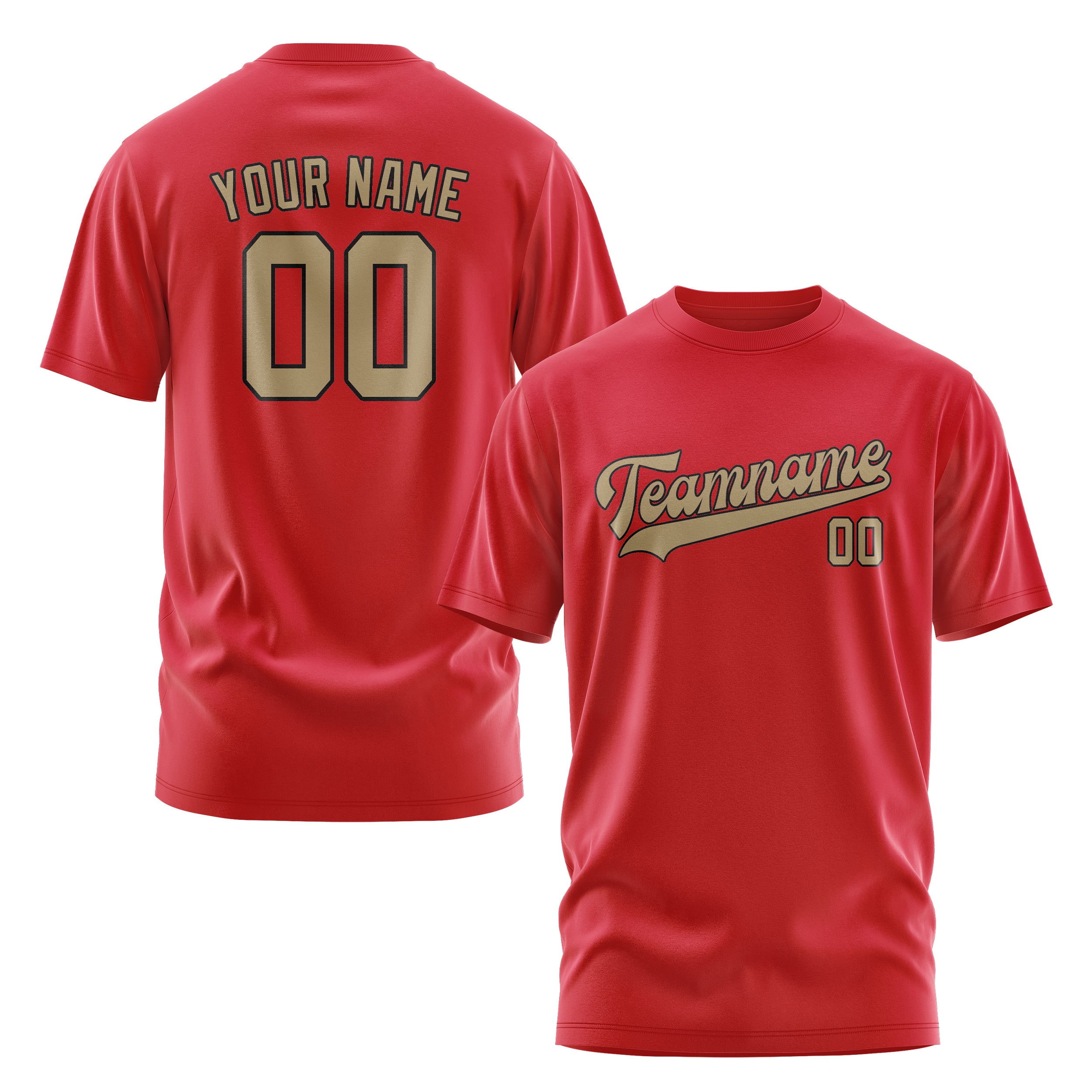 Custom Red Light Khaki T-Shirt
