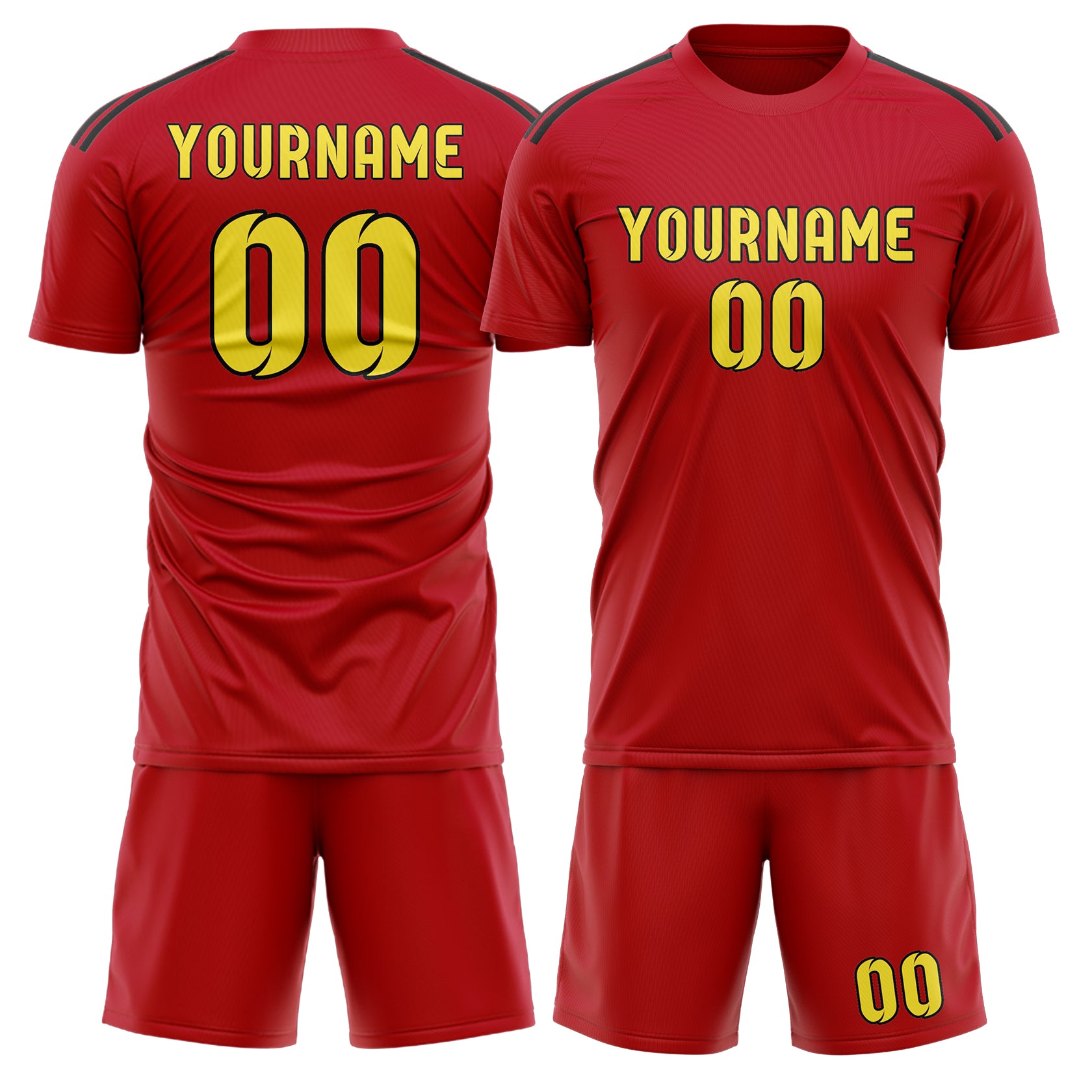 Custom Red Light Yellow Soccer Set