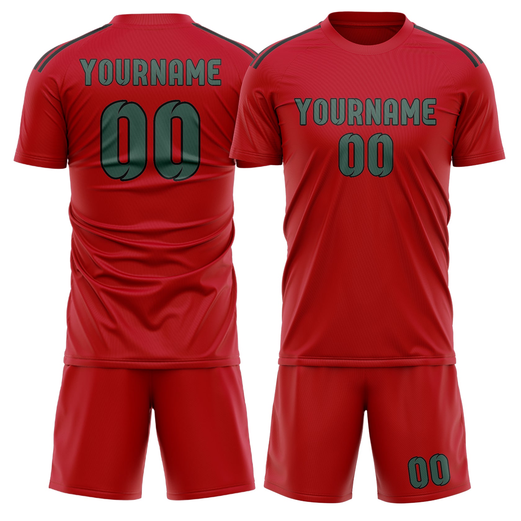 Custom Red Blue Green Soccer Set