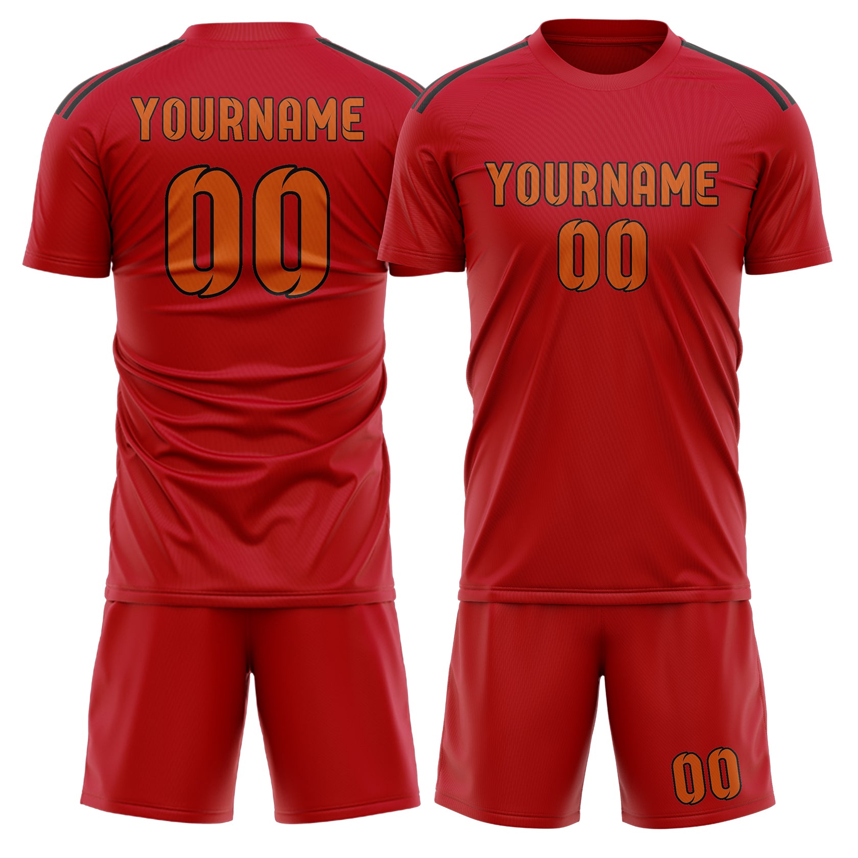 Custom Red Orange Soccer Set