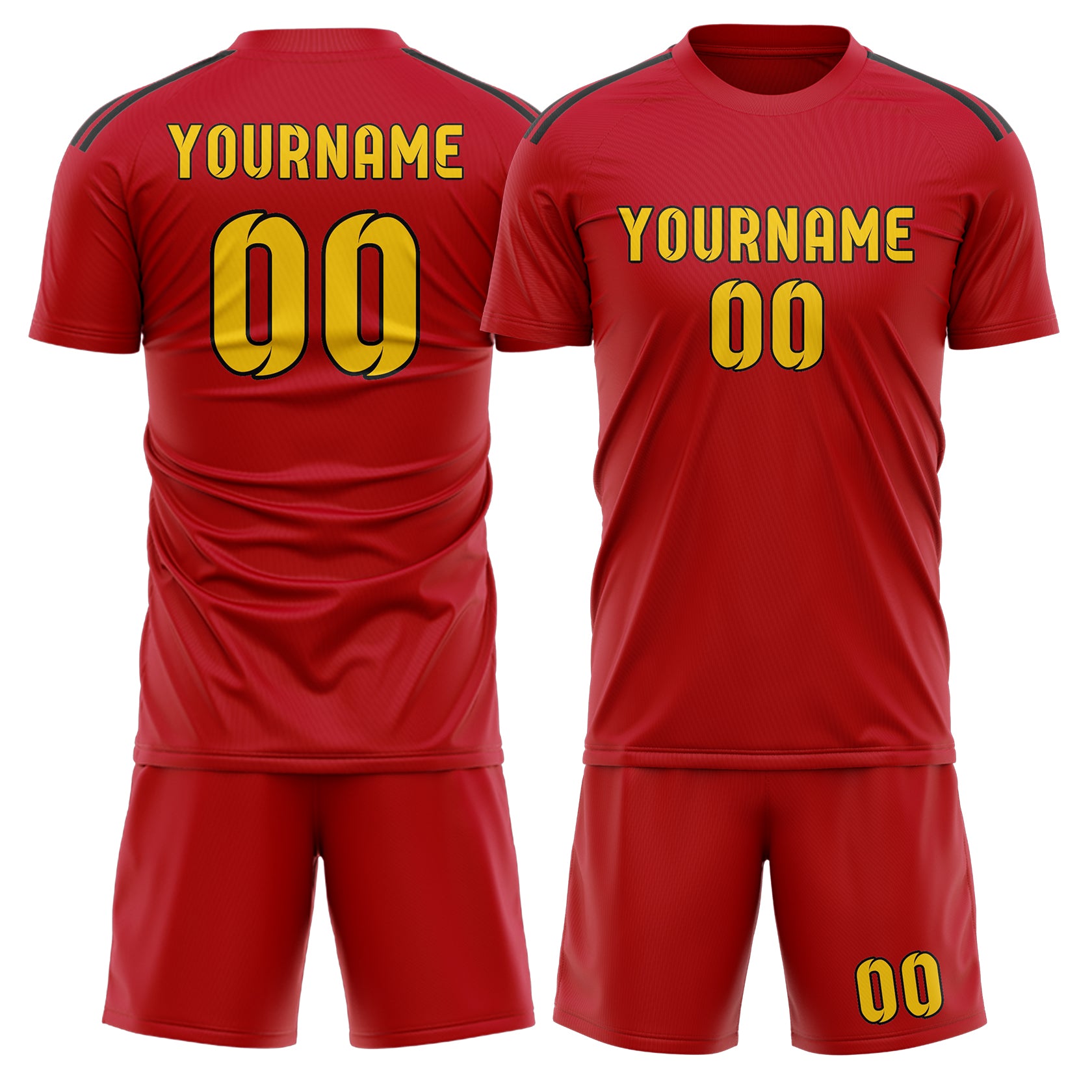 Custom Red Gold Soccer Set