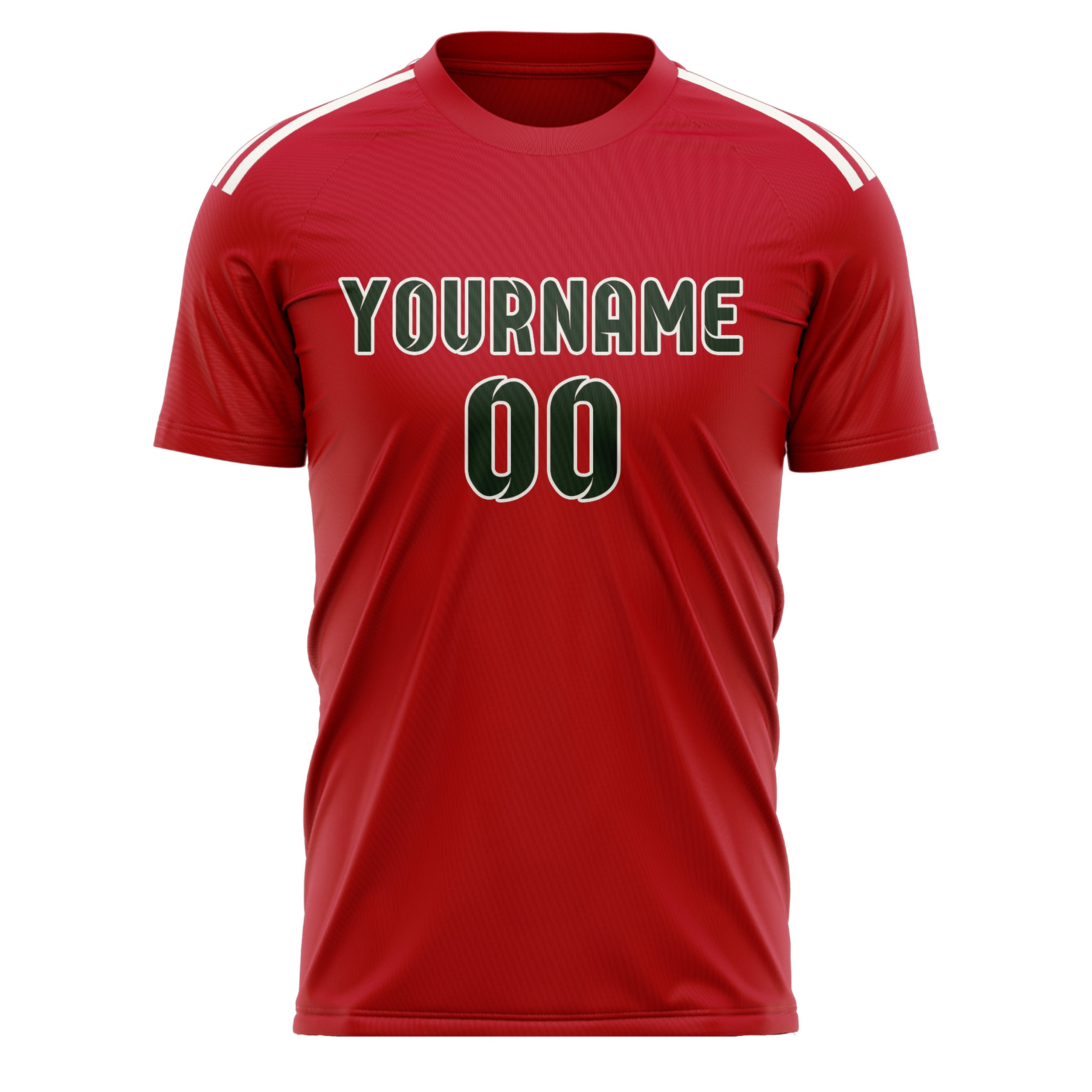 Custom Red Dark Green Soccer Jersey