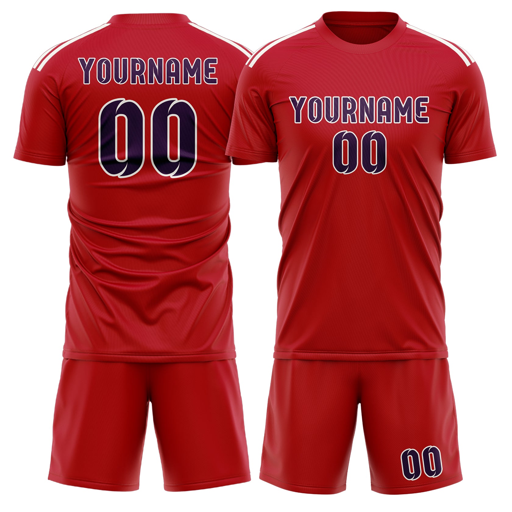 Custom Red Purple Soccer Set