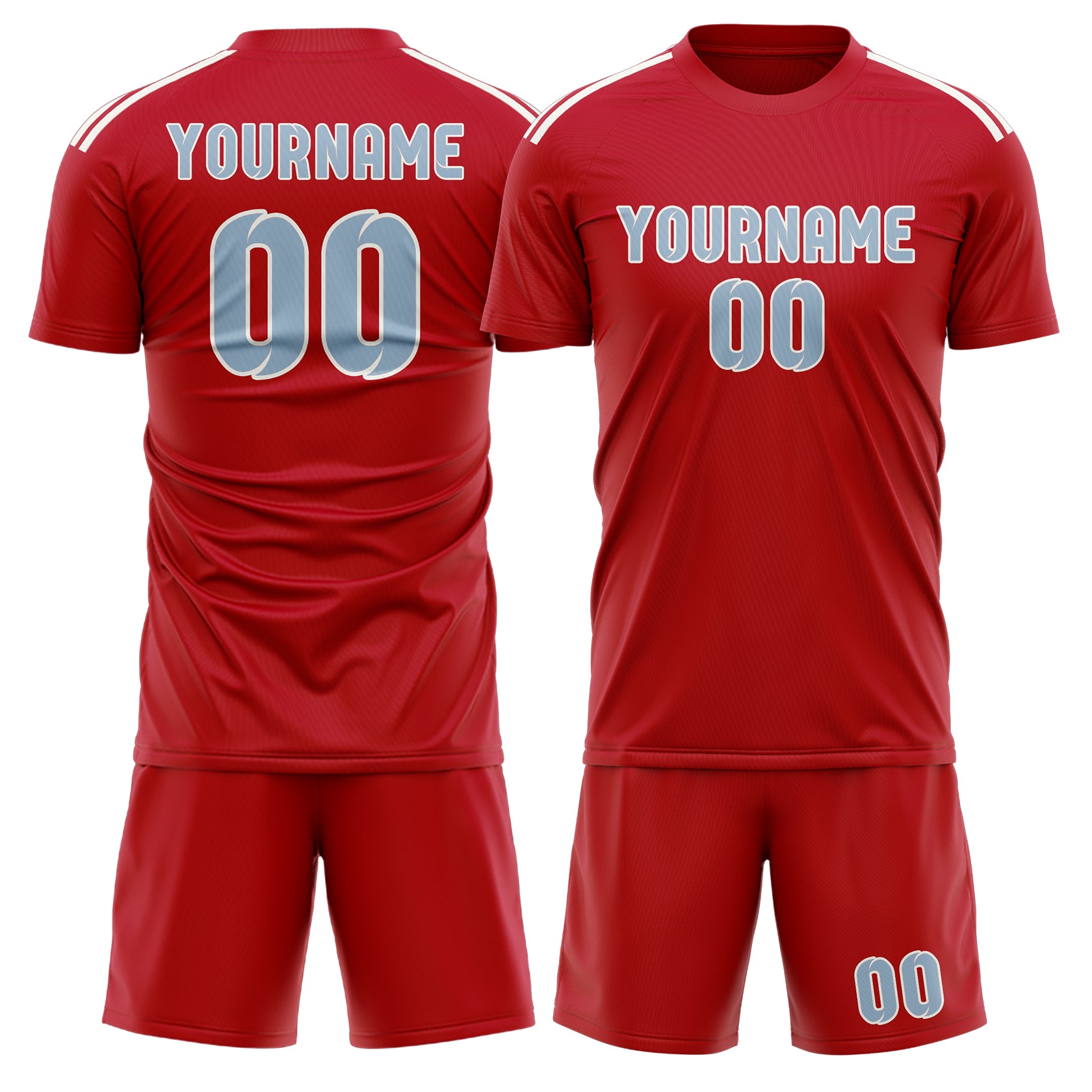 Custom Red Light Blue Soccer Set