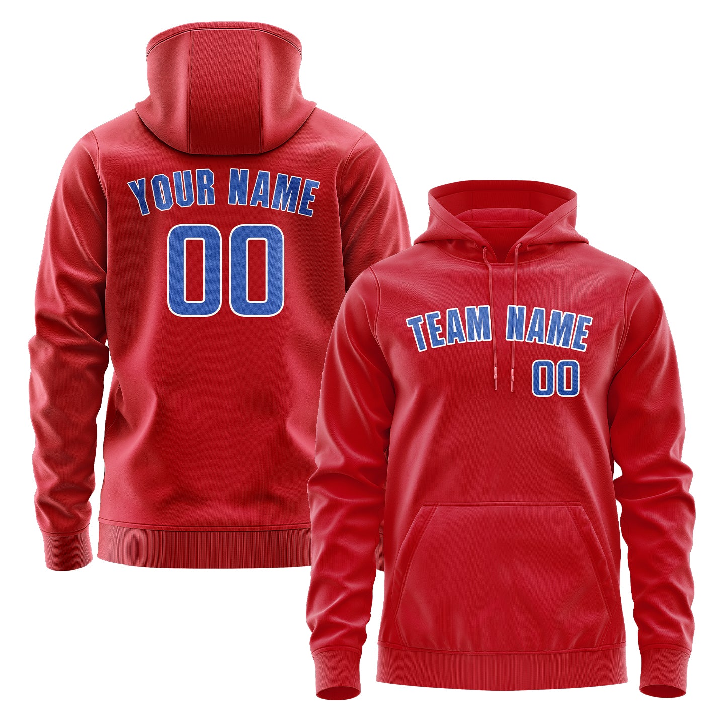 Custom Red Sky Blue Hoodie