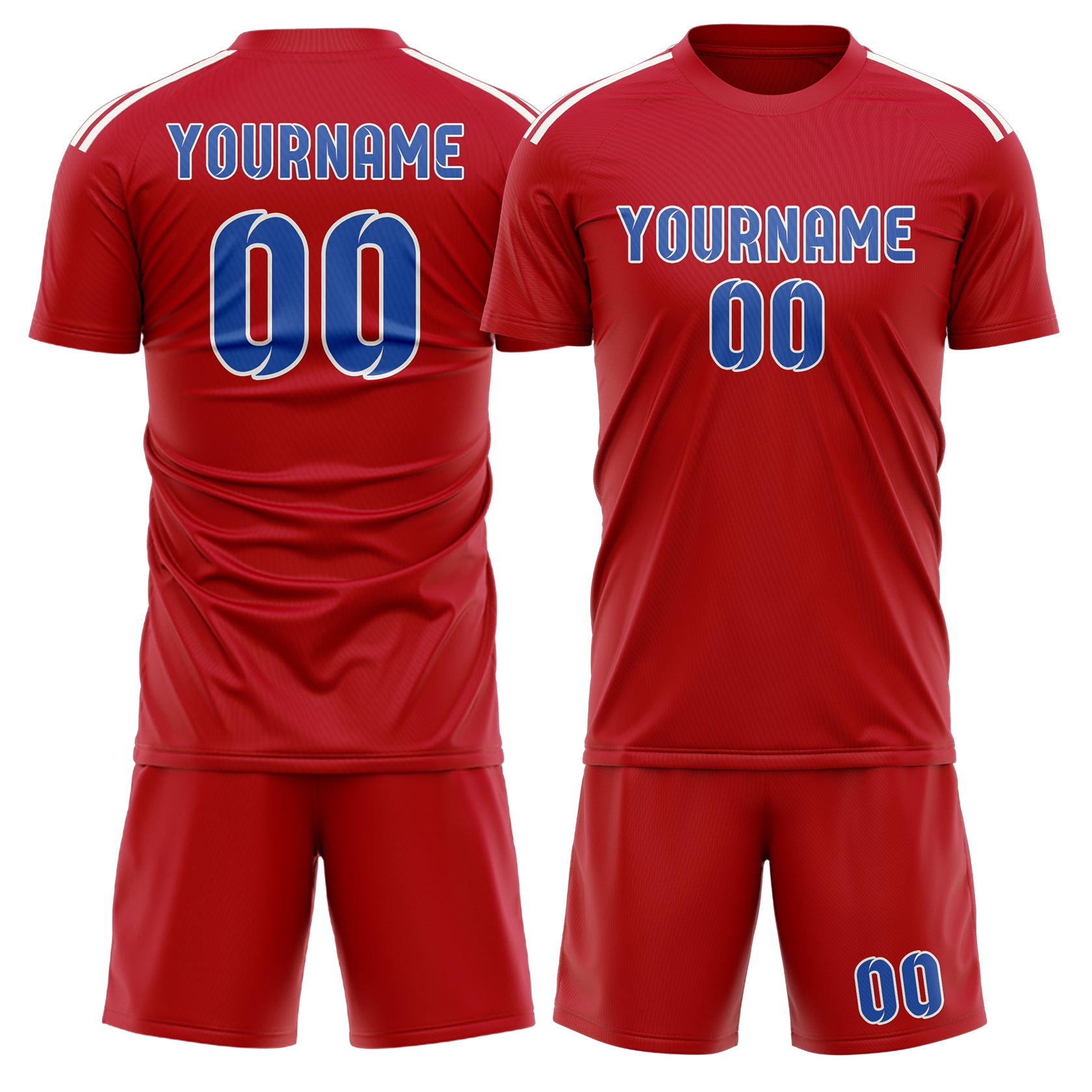 Custom Red Sky Blue Soccer Set