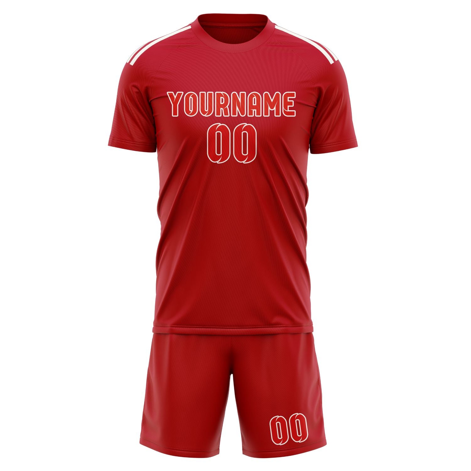 Custom Red Orange Red Soccer Set