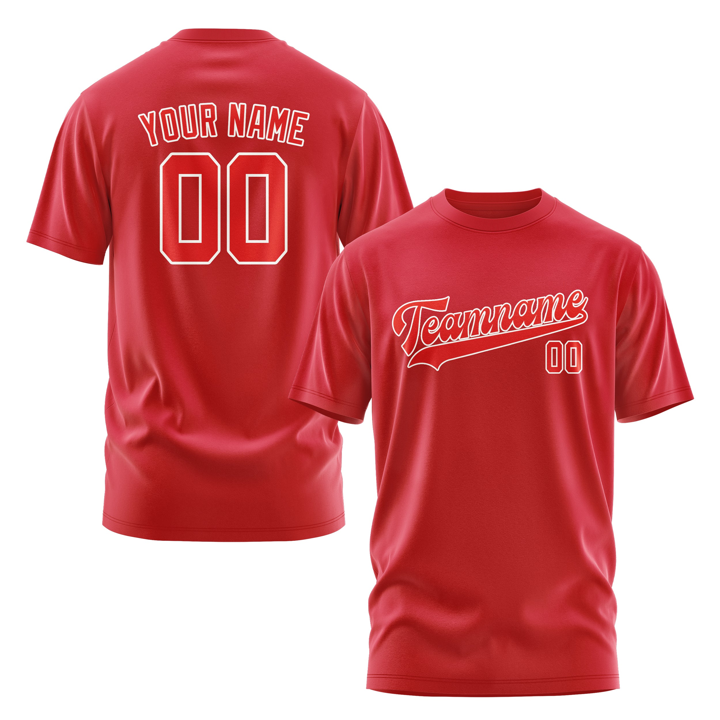 Custom Red Orange Red T-Shirt