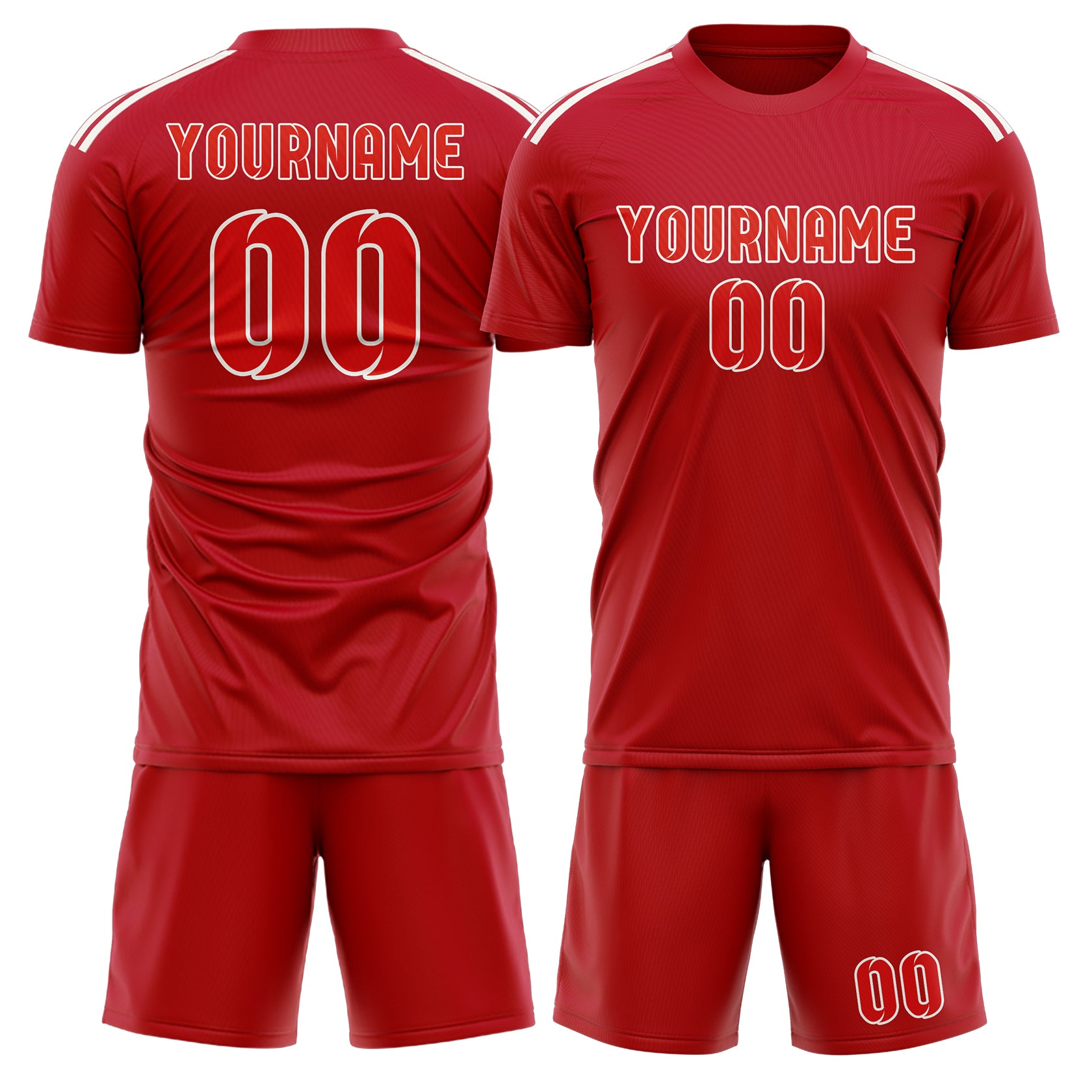Custom Red Orange Red Soccer Set