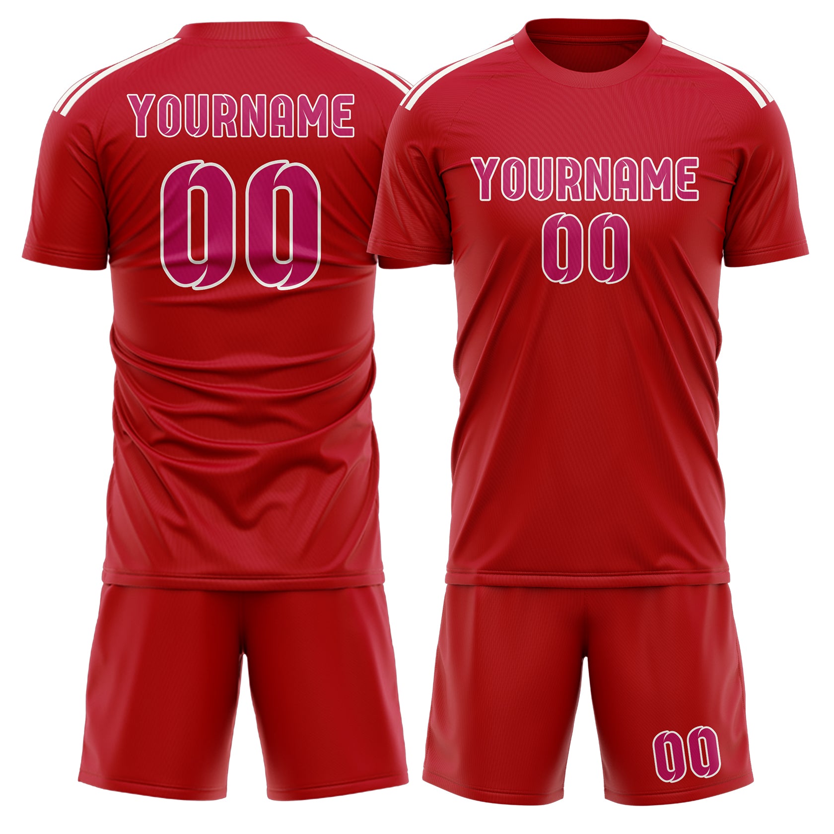Custom Red Pink Soccer Set