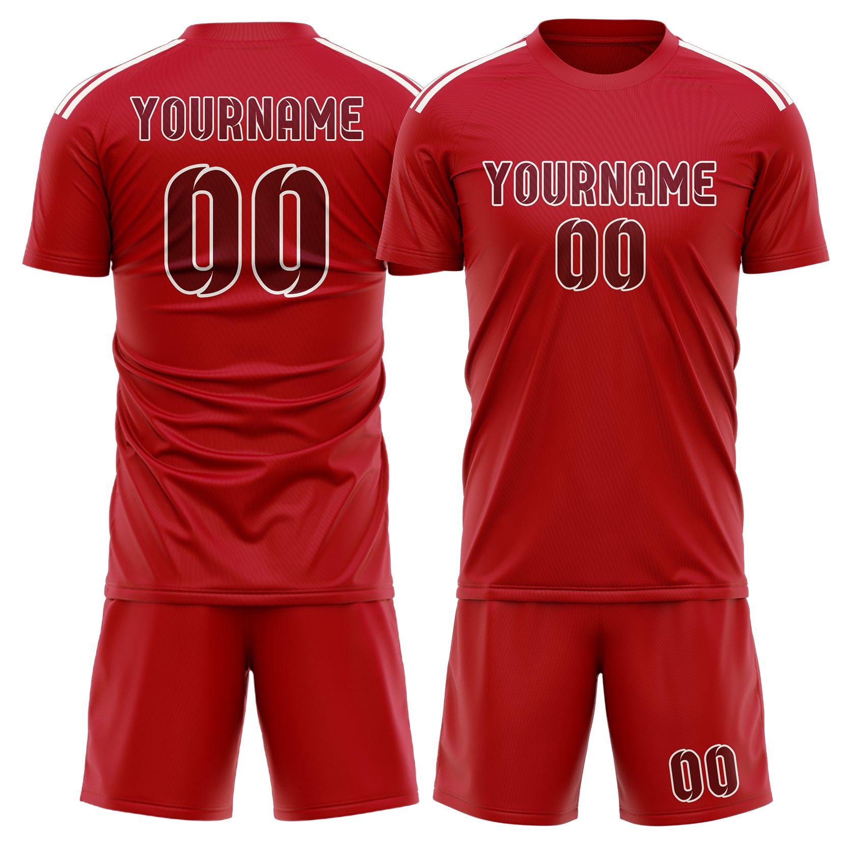 Custom Red Crimson Red Soccer Set
