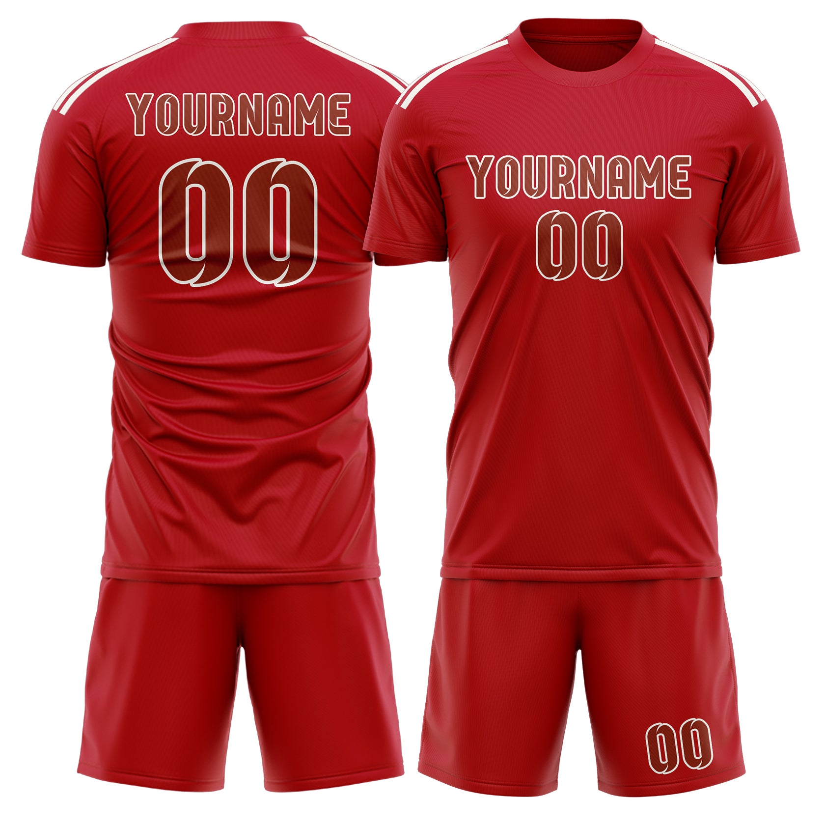 Custom Red Coral Red Soccer Set