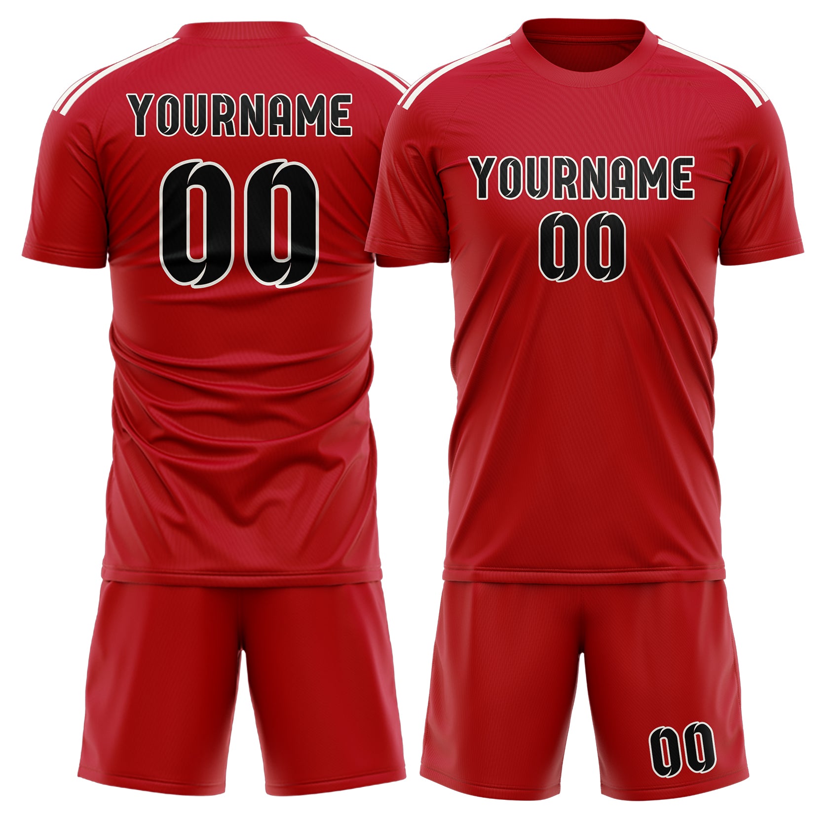 Custom Red Black Soccer Set
