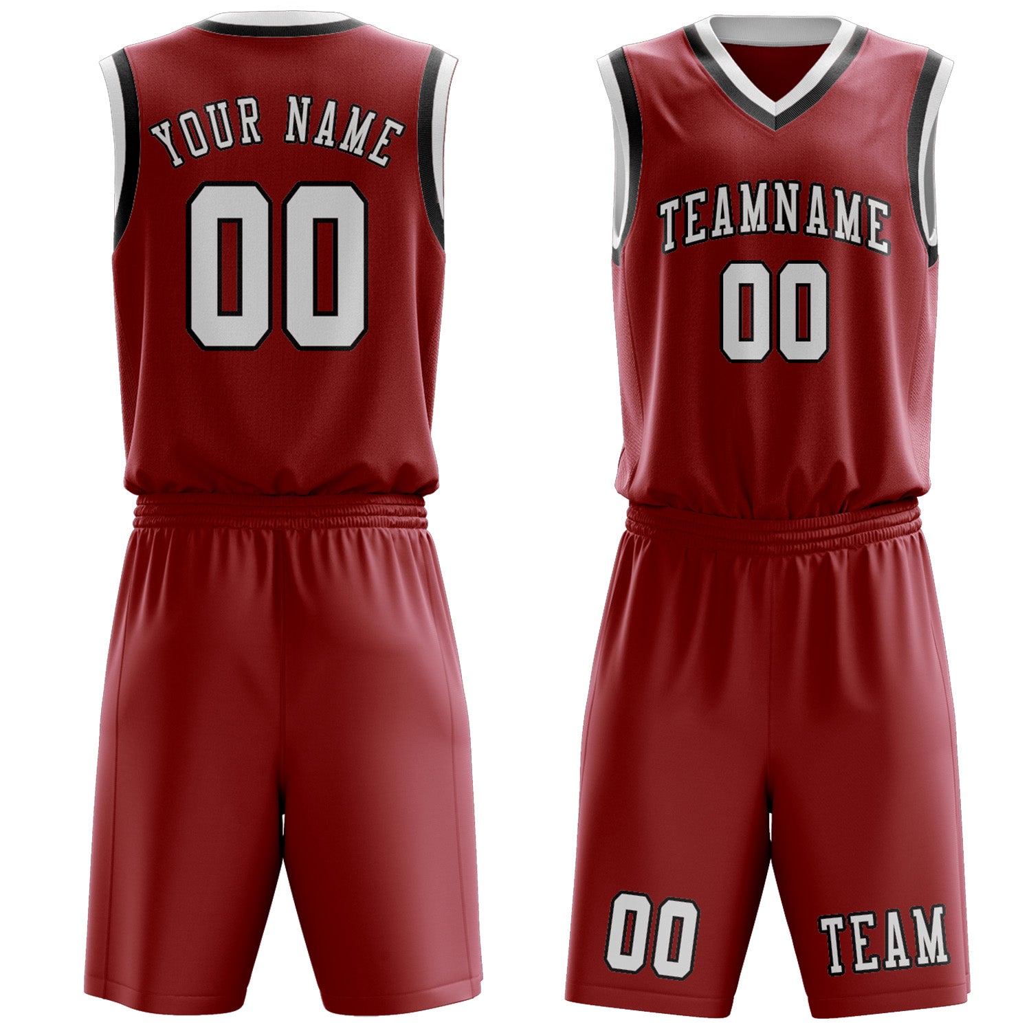 Custom Red White Basketball Set