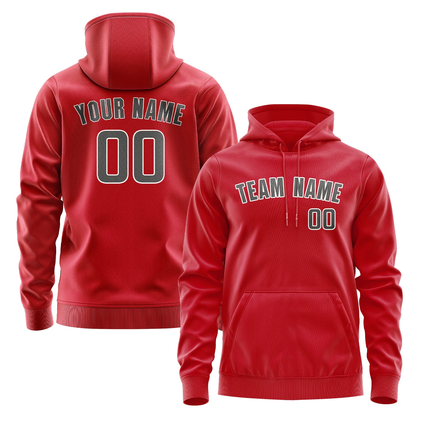 Custom Red Dark Grey Hoodie