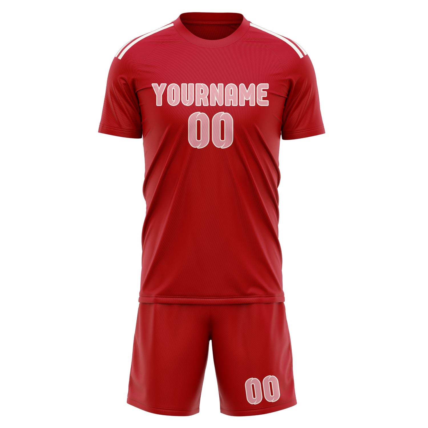 Custom Red Light Pink Soccer Set