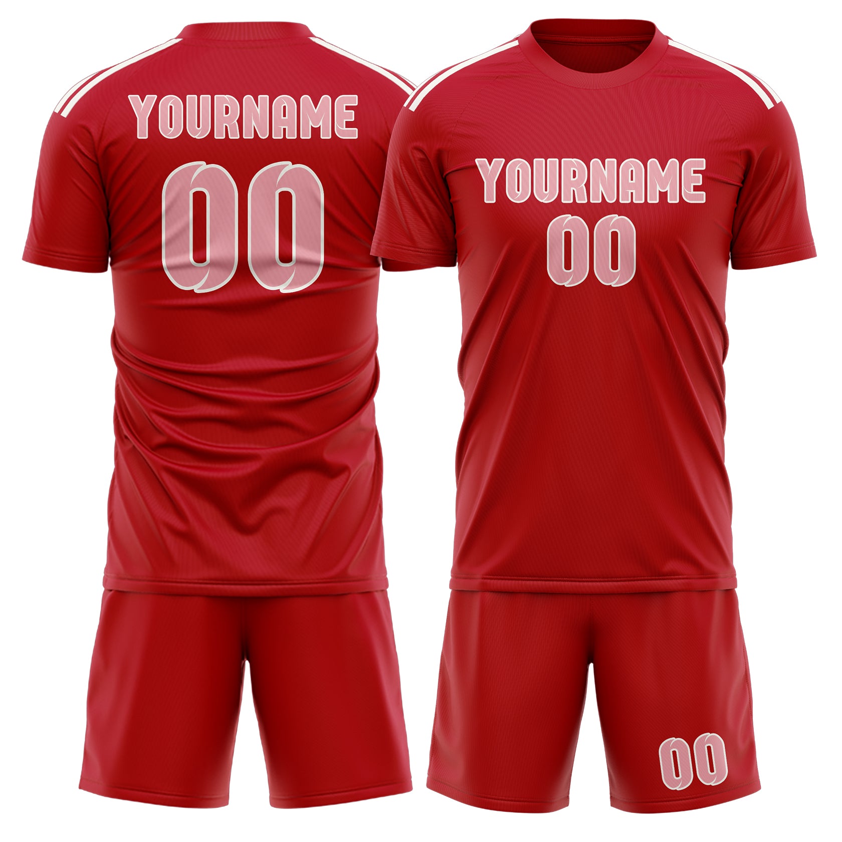 Custom Red Light Pink Soccer Set