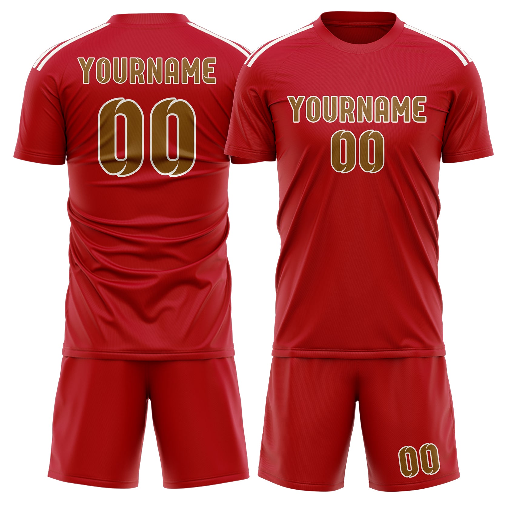 Custom Red Khaki Soccer Set
