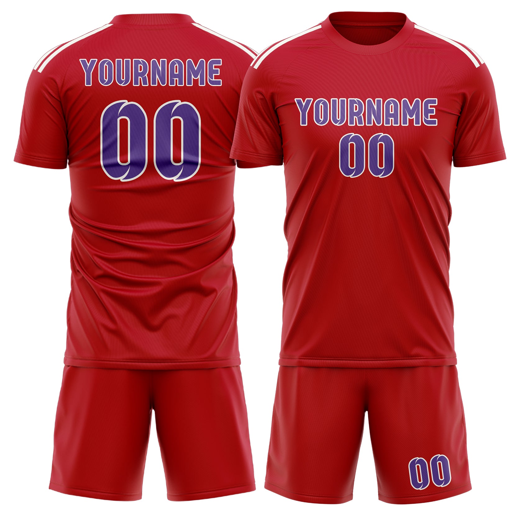 Custom Red Light Purple Soccer Set