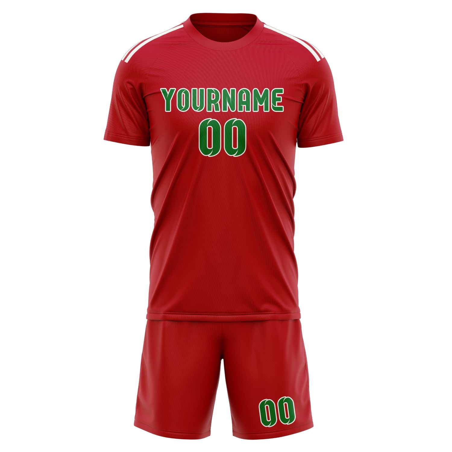 Custom Red Emerald Green Soccer Set
