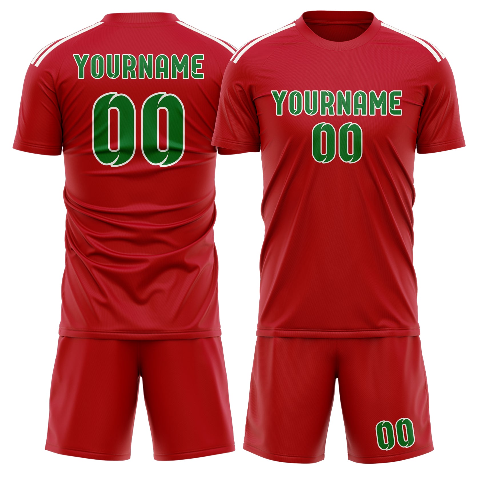 Custom Red Emerald Green Soccer Set