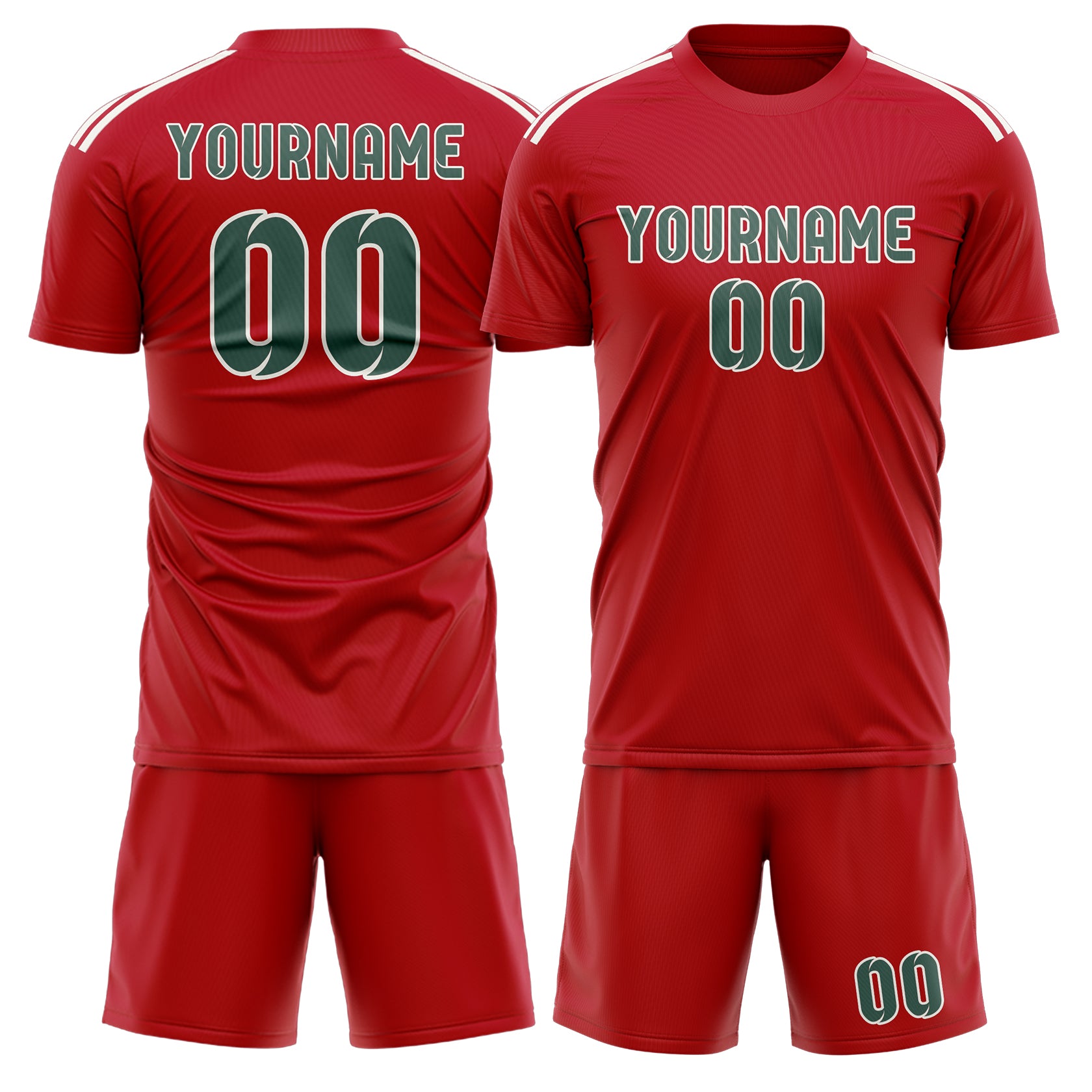 Custom Red Blue Green Soccer Set