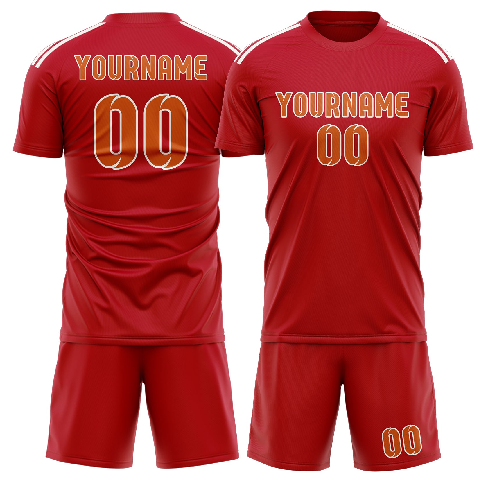 Custom Red Orange Soccer Set