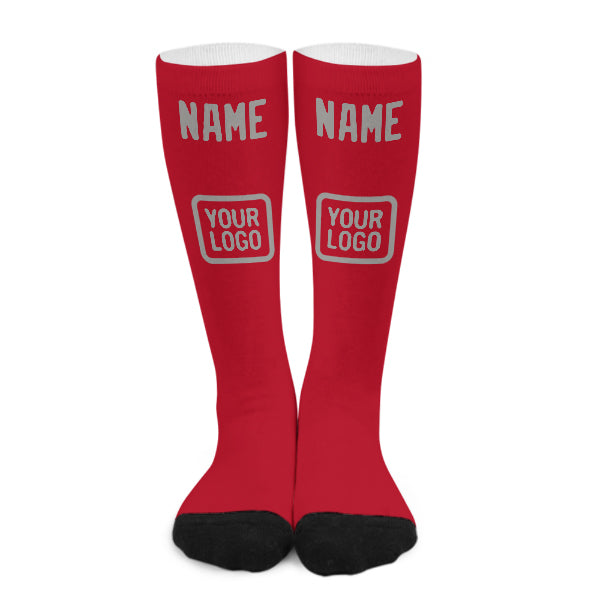 Custom Red Gray Knee-High Sock