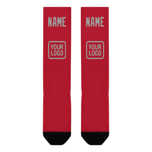 Custom Red Gray Knee-High Sock