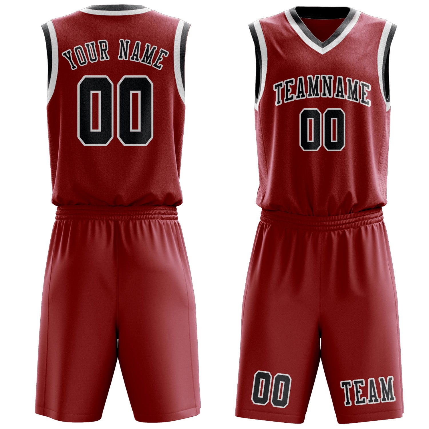 Custom Red Dark Grey Basketball Set