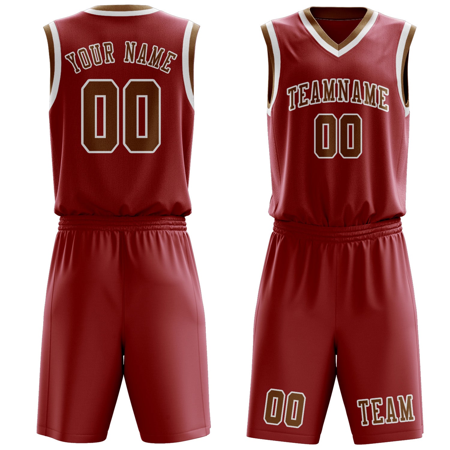 Custom Red Khaki Basketball Set