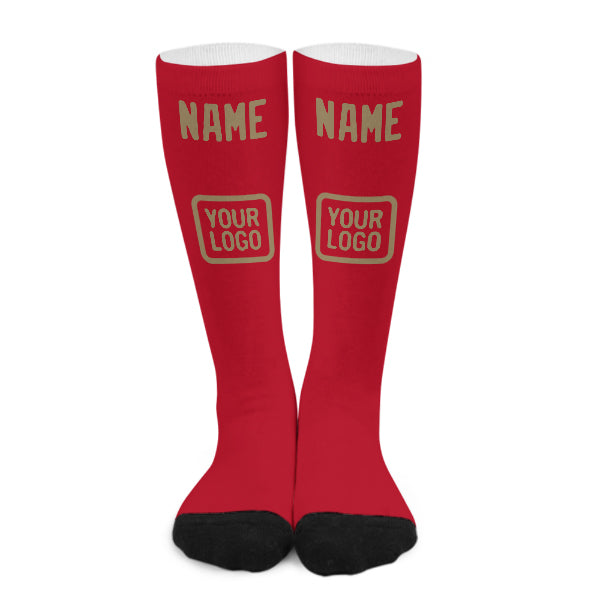 Custom Red Light Khaki Knee-High Sock