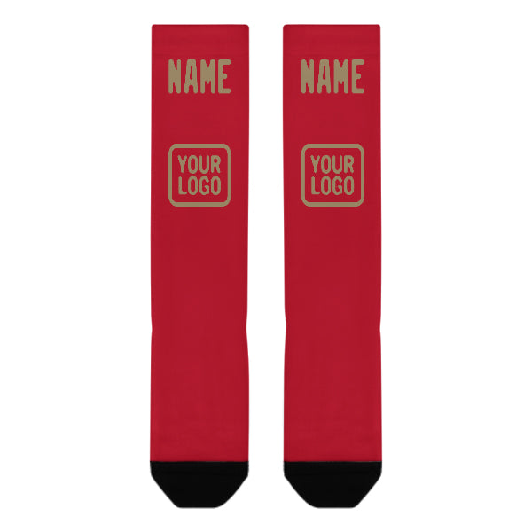 Custom Red Light Khaki Knee-High Sock