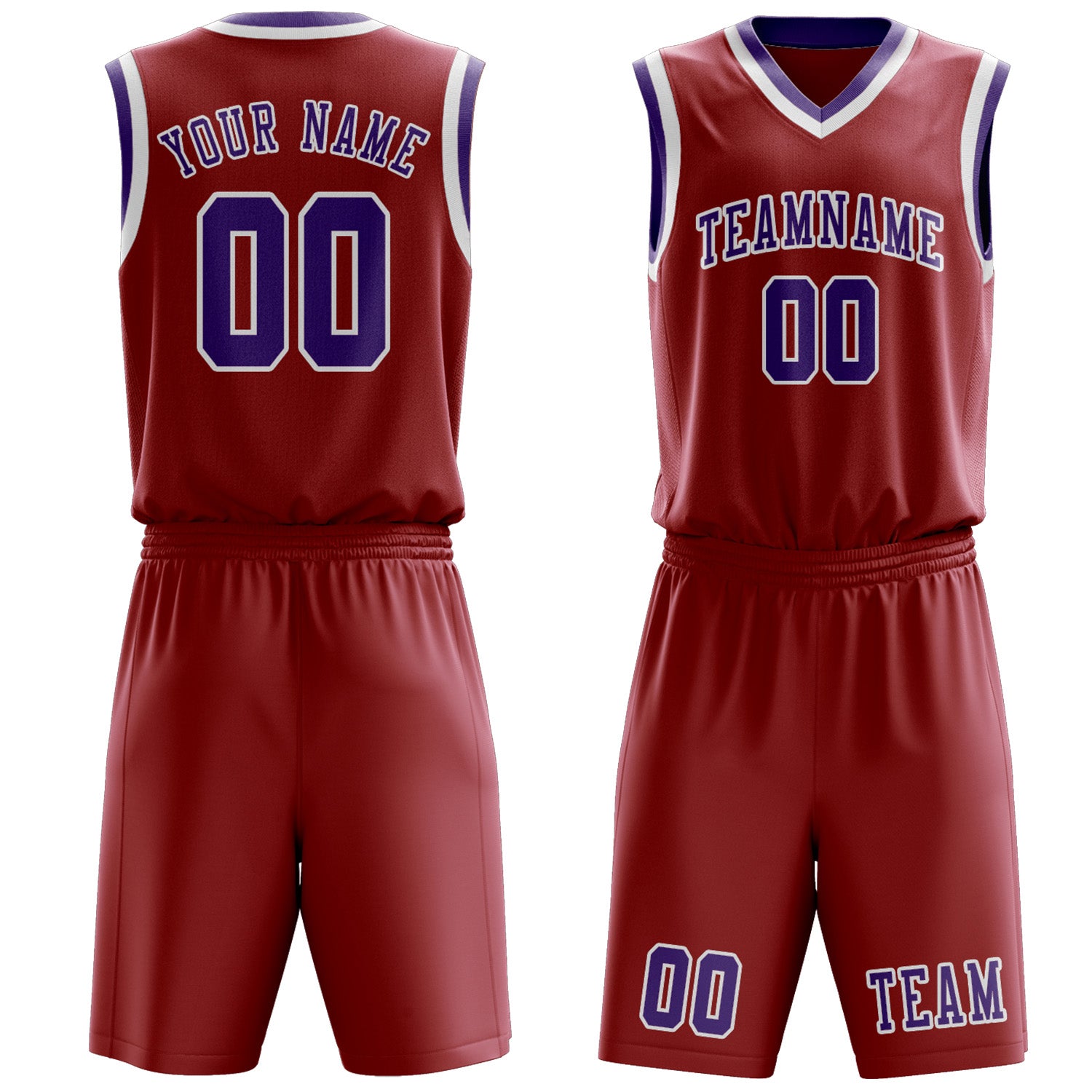 Custom Red Light Purple Basketball Set