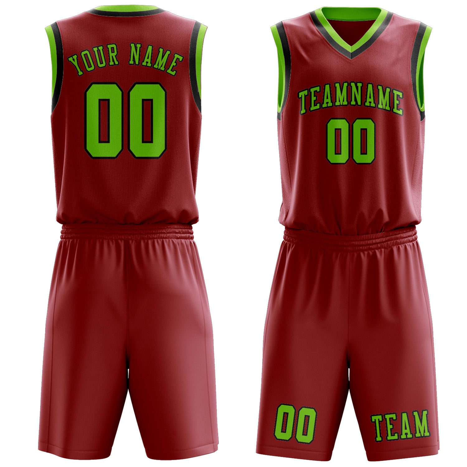 Custom Red Emerald Green Basketball Set