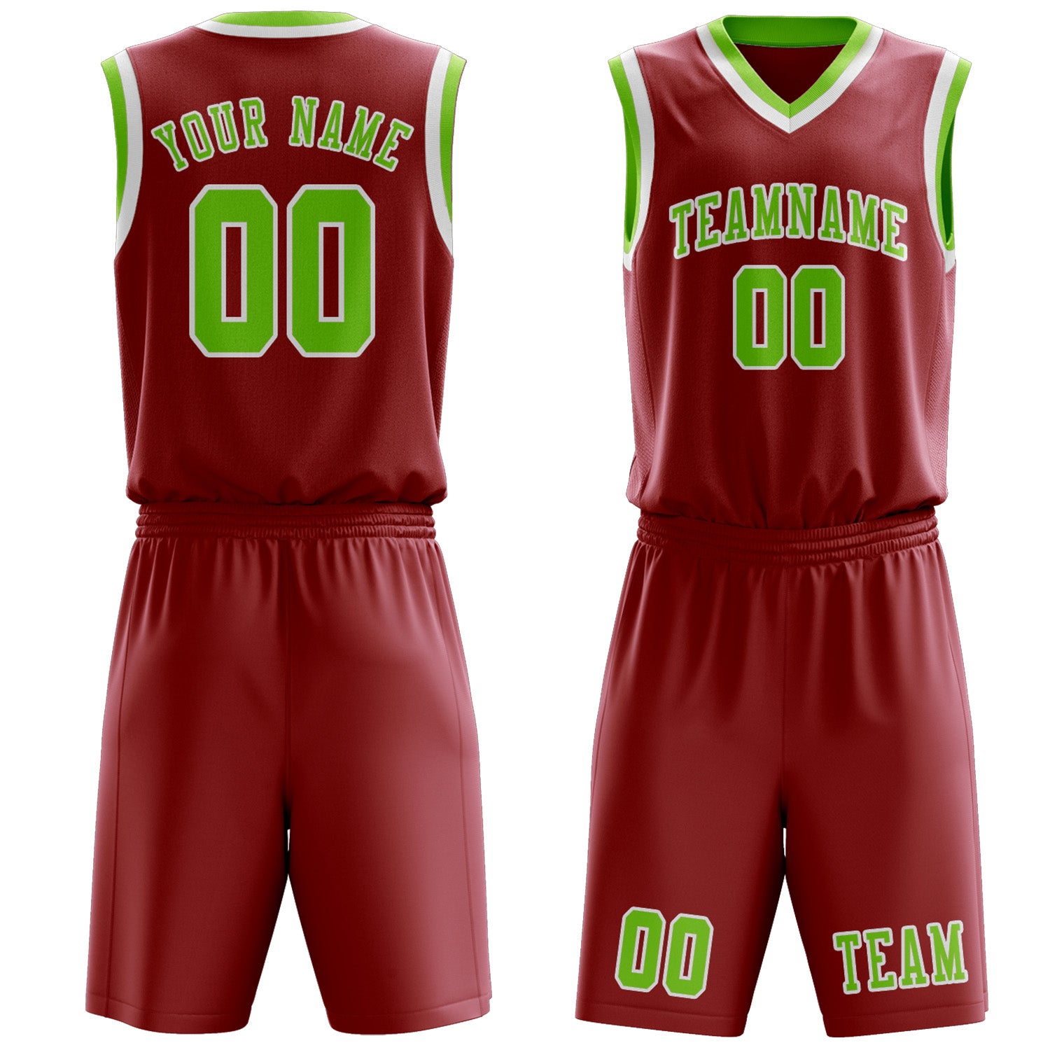 Custom Red Emerald Green Basketball Set